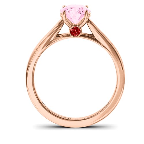 Royal Tulip Ring with Bezel Collar Stone – 10K Rose Gold with Fancy Pink Premium Zirconia and Garnet
