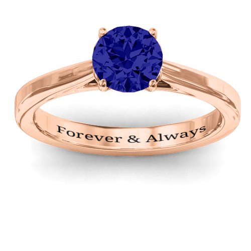 Royal Tulip Ring with Bezel Collar Stone – 10K Rose Gold with Blue Sapphire