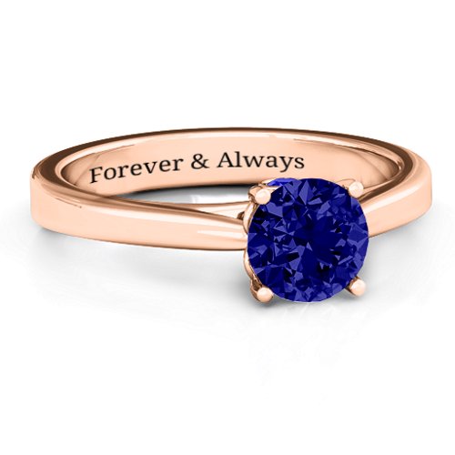 Royal Tulip Ring with Bezel Collar Stone – 10K Rose Gold with Blue Sapphire