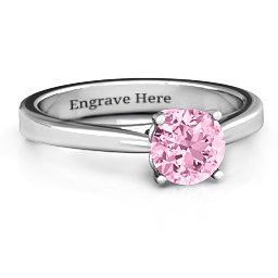 Royal Tulip Ring with Bezel Collar Stone in 925 Sterling Silver with Fancy Pink Premium Zirconia and Pink Tourmaline