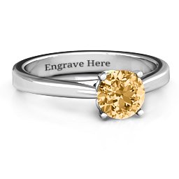 Royal Tulip Ring with Bezel Collar Stone in 925 Sterling Silver with Fancy Yellow Premium Zirconia and Peridot
