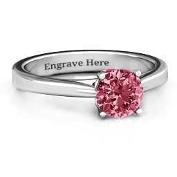Royal Tulip Ring with Bezel Collar Stone in 925 Sterling Silver with Red Premium Zirconia and Ruby