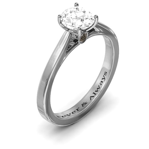 Royal Tulip Ring with Bezel Collar Stone – Sterling Silver with White Premium Zirconia and Smokey Quartz
