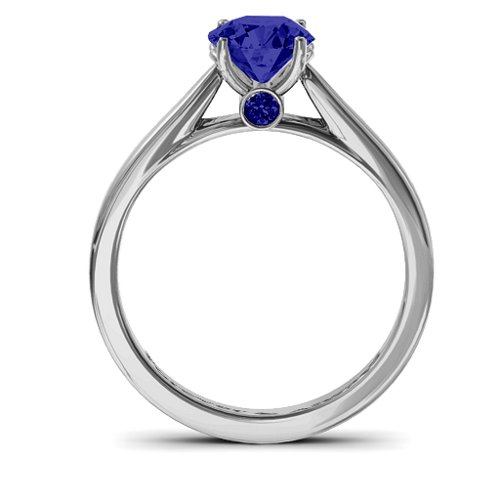 Royal Tulip Ring with Bezel Collar Stone – Sterling Silver with Blue Sapphire