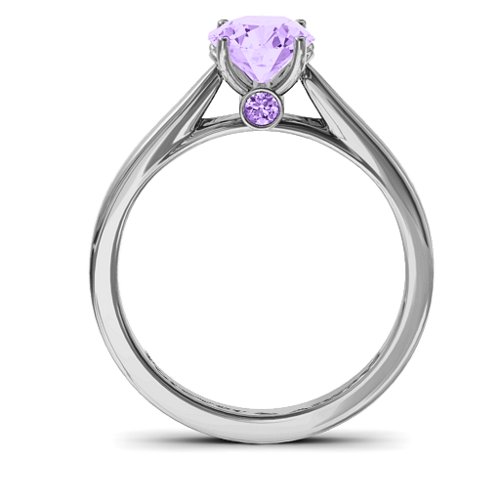 Royal Tulip Ring with Bezel Collar Stone – Sterling Silver with Amethyst Premium Zirconia and Amethyst