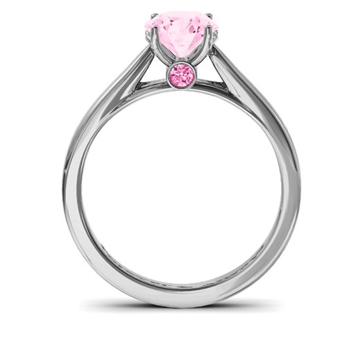Royal Tulip Ring with Bezel Collar Stone – Sterling Silver with Fancy Pink Premium Zirconia and Pink Tourmaline