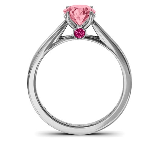 Royal Tulip Ring with Bezel Collar Stone – Sterling Silver with Red Premium Zirconia and Ruby