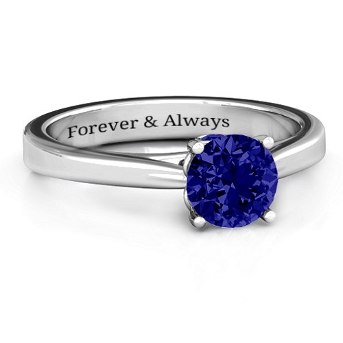 Royal Tulip Ring with Bezel Collar Stone – Sterling Silver with Blue Sapphire