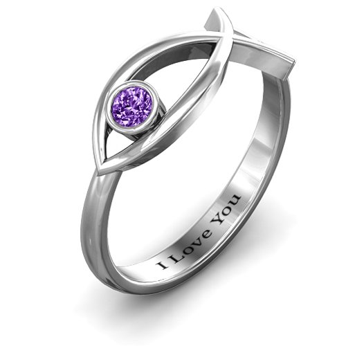 Classic Fish Ring – Sterling Silver with Amethyst