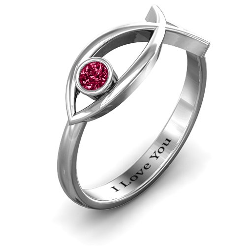 Classic Fish Ring – Sterling Silver with Ruby