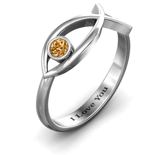 Classic Fish Ring – Sterling Silver with Citrine