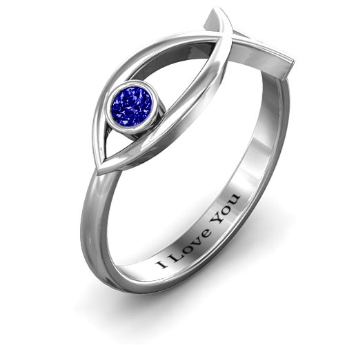 Classic Fish Ring – Sterling Silver with Blue Sapphire