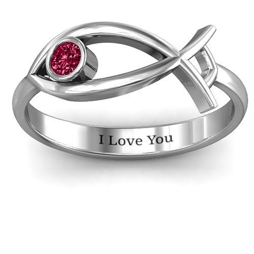 Classic Fish Ring – Sterling Silver with Ruby