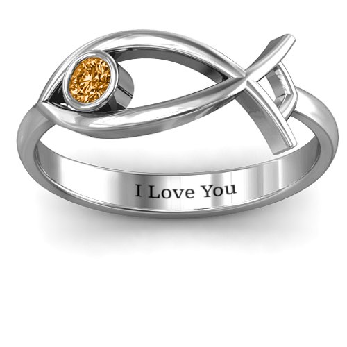 Classic Fish Ring – Sterling Silver with Citrine