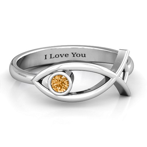 Classic Fish Ring – Sterling Silver with Citrine