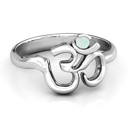 Om - Sound of Universe Ring with Round Stone