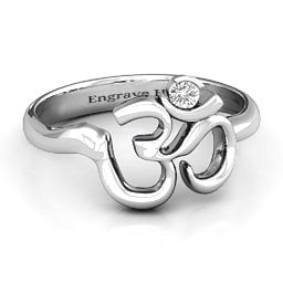 Om - Sound of Universe Ring with Round Stone