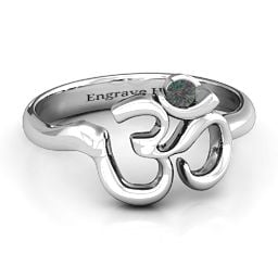 Om - Sound of Universe Ring with Round Stone