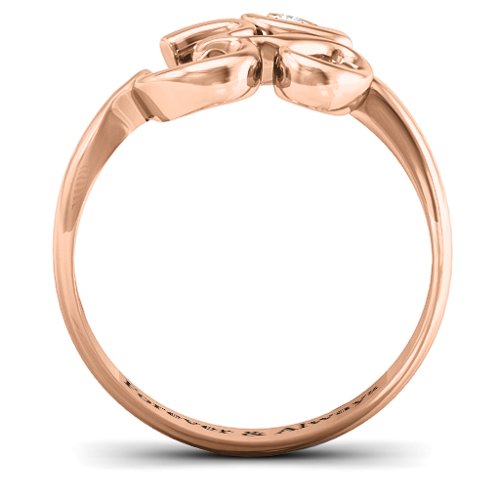 Om - Sound of Universe Ring with Round Stone – 10K Rose Gold with Lab Diamond
