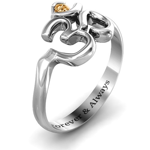 Om - Sound of Universe Ring with Round Stone – Sterling Silver with Citrine