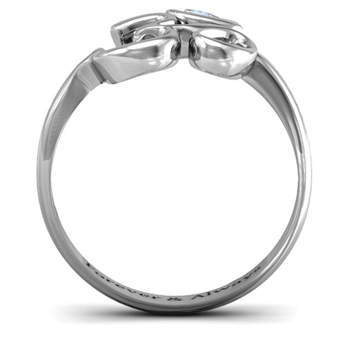 Om - Sound of Universe Ring with Round Stone – Sterling Silver with Aquamarine