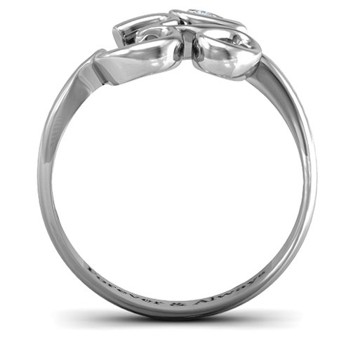 Om - Sound of Universe Ring with Round Stone – Sterling Silver with Diamond
