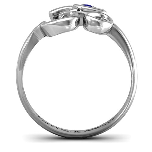 Om - Sound of Universe Ring with Round Stone – Sterling Silver with Blue Sapphire