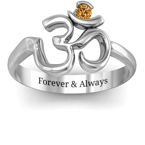 Om - Sound of Universe Ring with Round Stone – Sterling Silver with Citrine