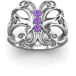 Precious Butterfly Ring in 925 Sterling Silver with Amethyst