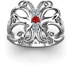 Precious Butterfly Ring – Sterling Silver with Cubic Zirconia and Garnet