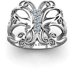 Precious Butterfly Ring in 925 Sterling Silver with Diamond