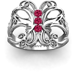 Precious Butterfly Ring in 925 Sterling Silver with Ruby