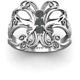 Precious Butterfly Ring in 925 Sterling Silver with Alexandrite