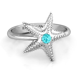 Starfish Ring in 925 Sterling Silver with Mint Premium Zirconia