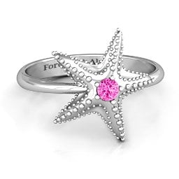 Starfish Ring in 925 Sterling Silver with Pink Tourmaline