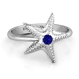 Starfish Ring in 925 Sterling Silver with Blue Sapphire