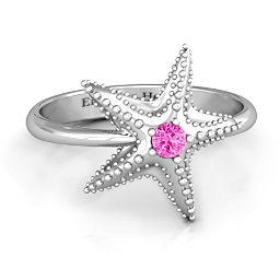 Starfish Ring in 925 Sterling Silver with Pink Tourmaline