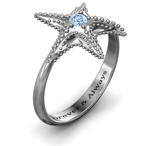 Starfish Ring – Sterling Silver with Aquamarine