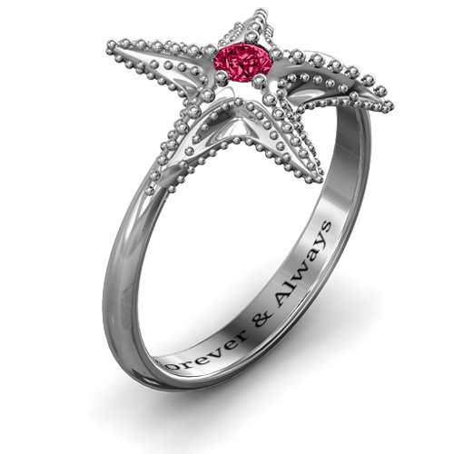 Starfish Ring – Sterling Silver with Ruby