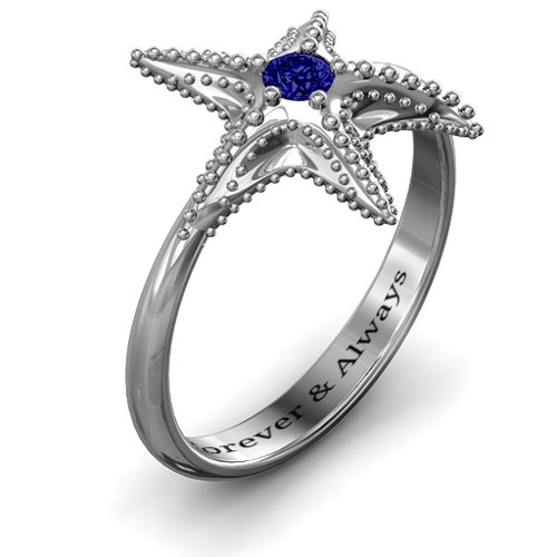 Starfish Ring – Sterling Silver with Blue Sapphire