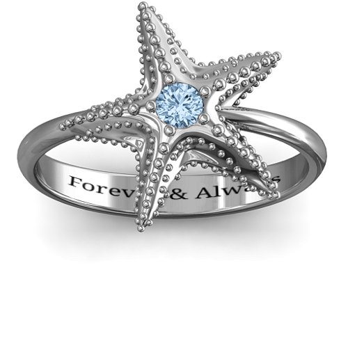 Starfish Ring – Sterling Silver with Aquamarine