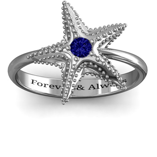 Starfish Ring – Sterling Silver with Blue Sapphire