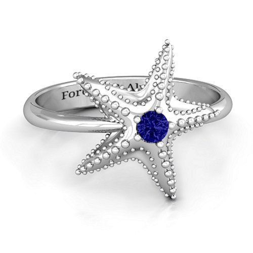 Starfish Ring – Sterling Silver with Blue Sapphire