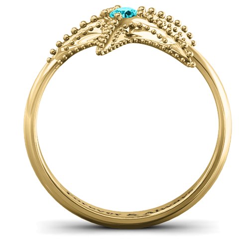 Starfish Ring – 10K Yellow Gold with Mint Premium Zirconia
