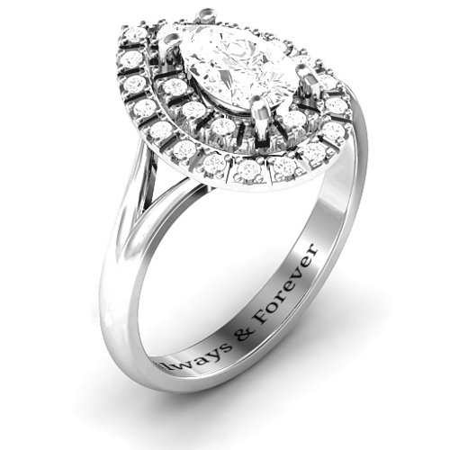 Cleopatra Double Halo Ring – Sterling Silver with White Premium Zirconia