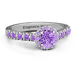 Graceful Shine Vintage Ring in 925 Sterling Silver with Amethyst and Amethyst Premium Zirconia