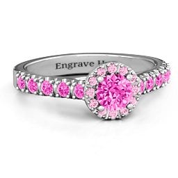 Graceful Shine Vintage Ring in 925 Sterling Silver with Pink Tourmaline and Fancy Pink Premium Zirconia