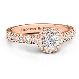 Graceful Shine Vintage Ring in 10K Solid Rose Gold with White Premium Zirconia