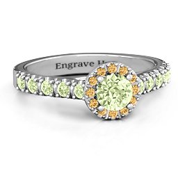 Graceful Shine Vintage Ring in 925 Sterling Silver with Peridot and Fancy Yellow Premium Zirconia