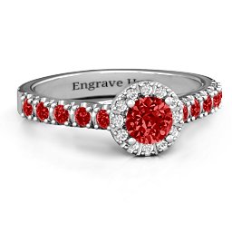 Graceful Shine Vintage Ring in 925 Sterling Silver with Garnet and White Premium Zirconia